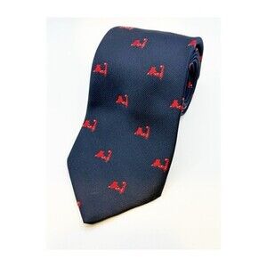 Cape Cod Map Outline Necktie Tie Navy Blue Red Vintage Coastal Nautical Preppy